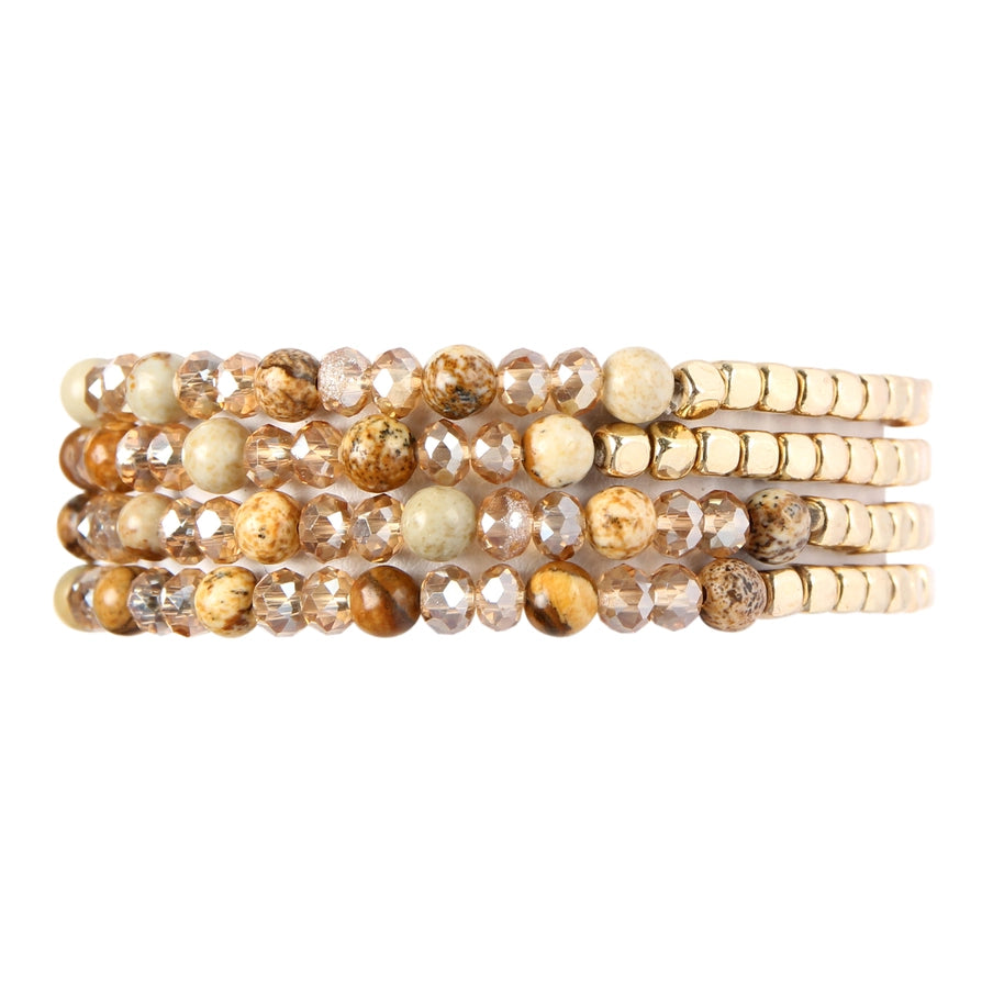 Belle Glass Bead Four Set Bracelet