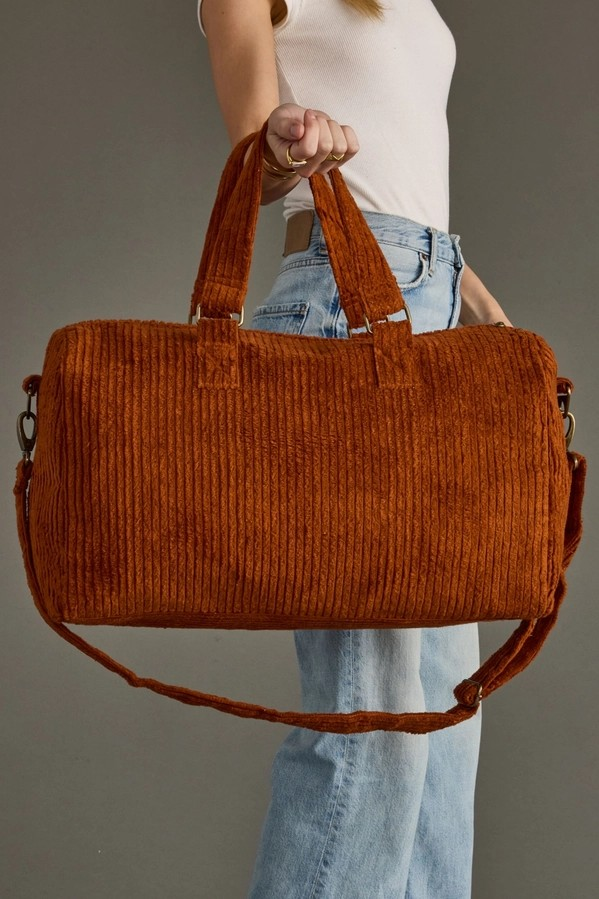 Rust Corduroy Duffle Bag