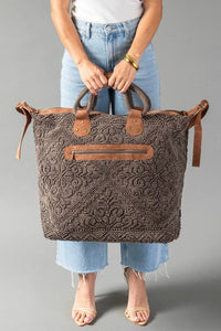 Vintage Brown Textured Tote