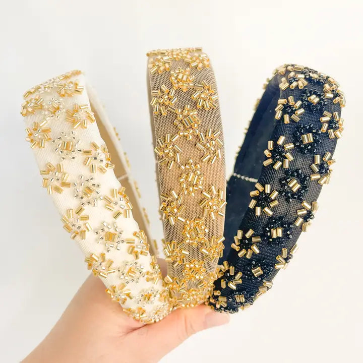Claire Beaded Mesh Headband