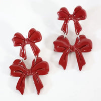 Burgundy Bow Dangles | Sunshine Tienda