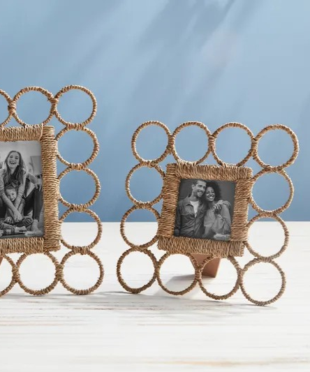 Mud Pie Seagrass Link Photo Frame