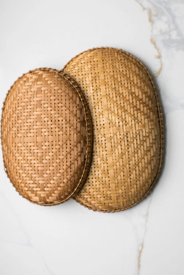 Smoked Bamboo Woven Basket Trays