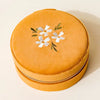 Floral Golden Round Velvet Jewelry Case