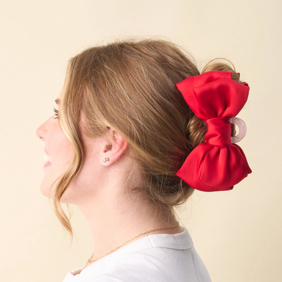 Angelina Satin Bow Claw Clip