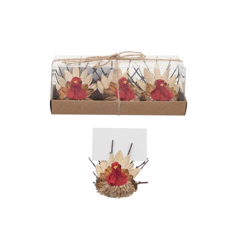 Dried Natural Corn Husk Turkeys Set of 3