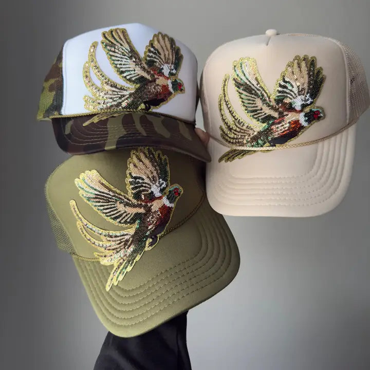 Sequin Pheasant Trucker Hats
