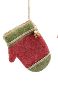 Felt Glove Ornament w/ Pinecone