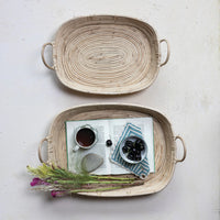 Hand-Woven Rattan Trays w/ Handles