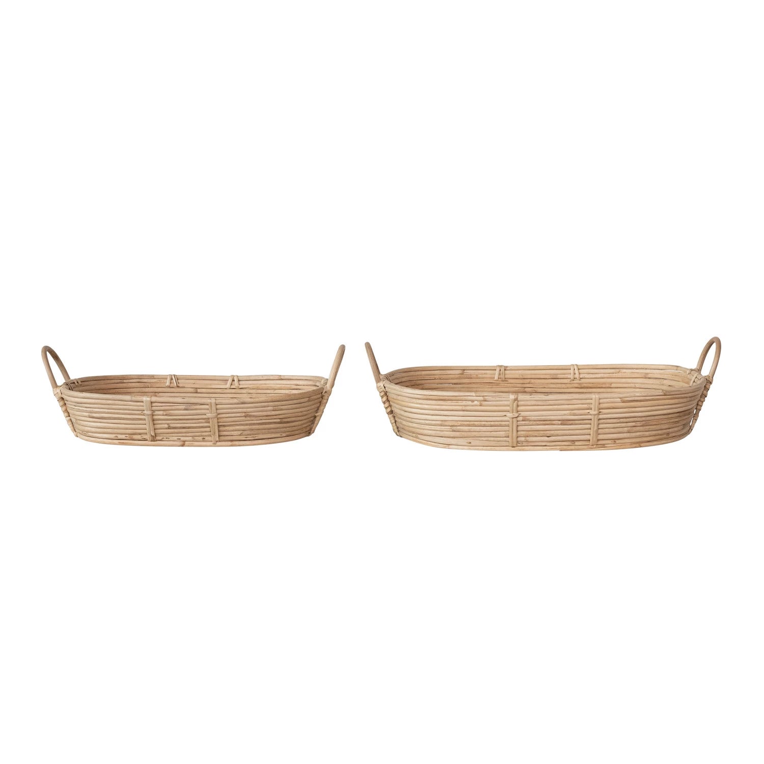 Hand-Woven Rattan Trays w/ Handles