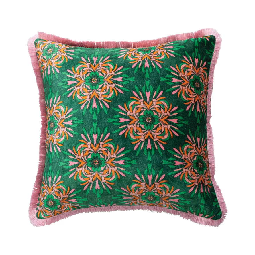 Floral Printed Velvet Pillow