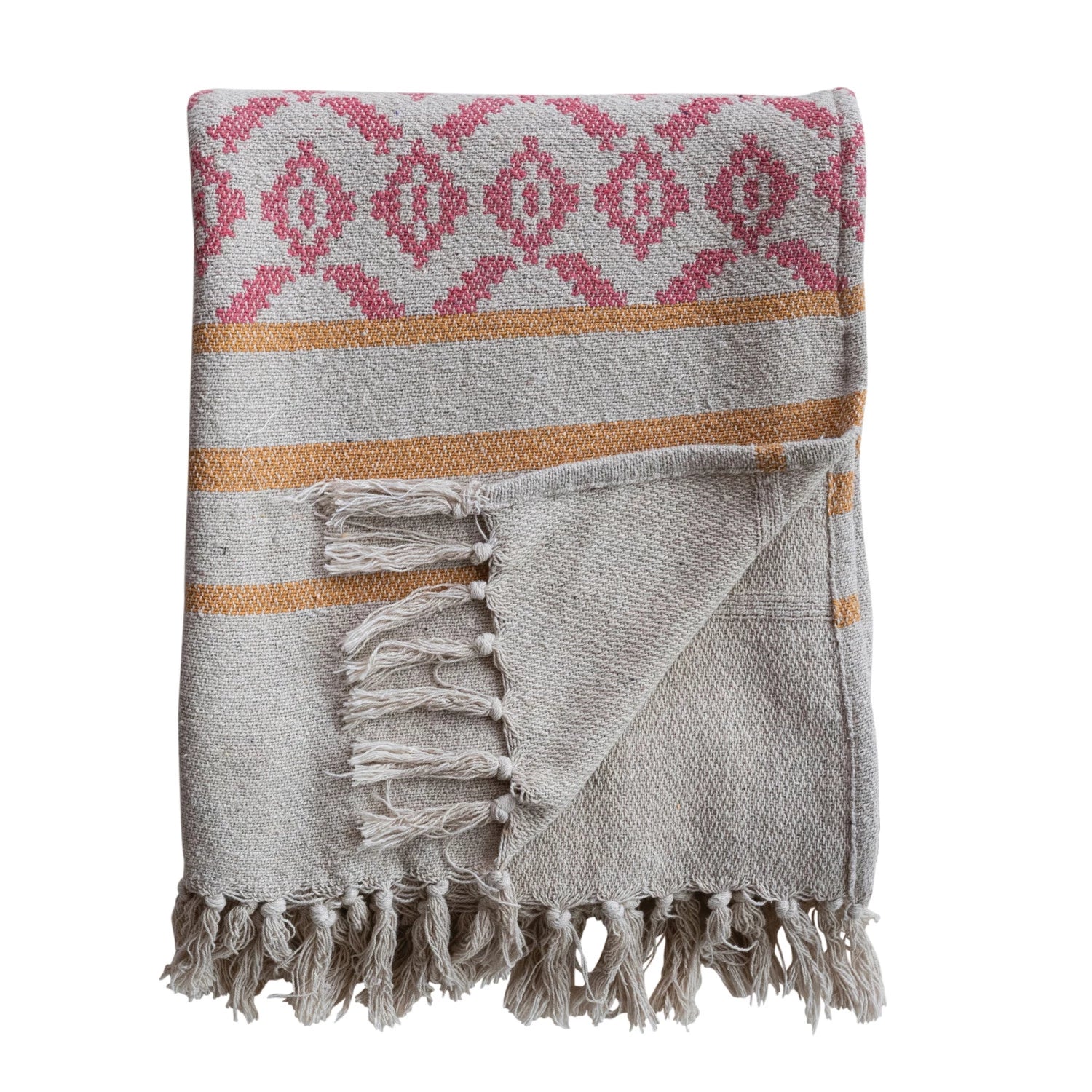 Cheree Stripes + Tassels Jacquard Throw