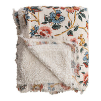Floral Print Cotton Throw w/Sherpa Back