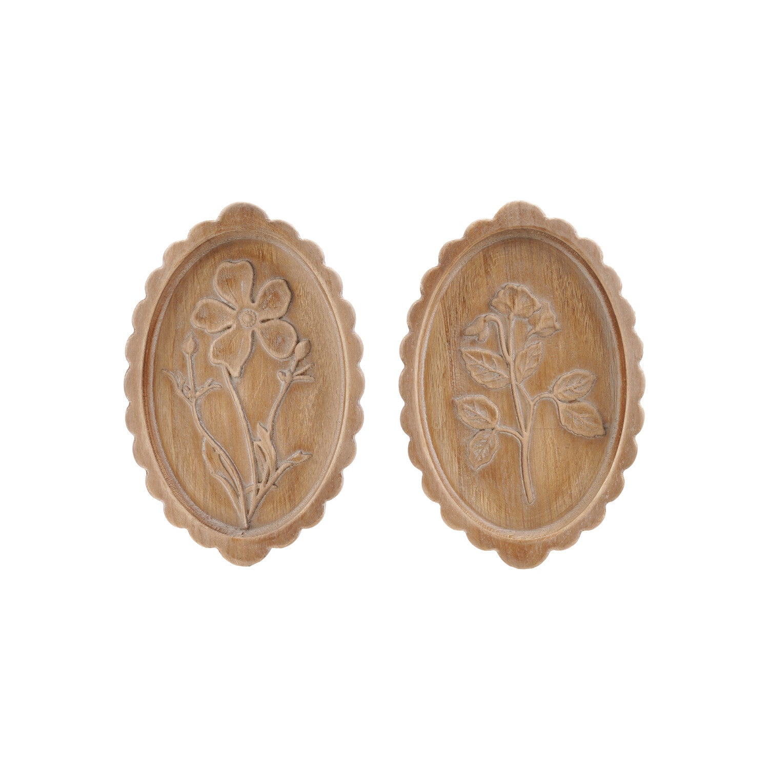 Scalloped Wood Botanical Wood Decor