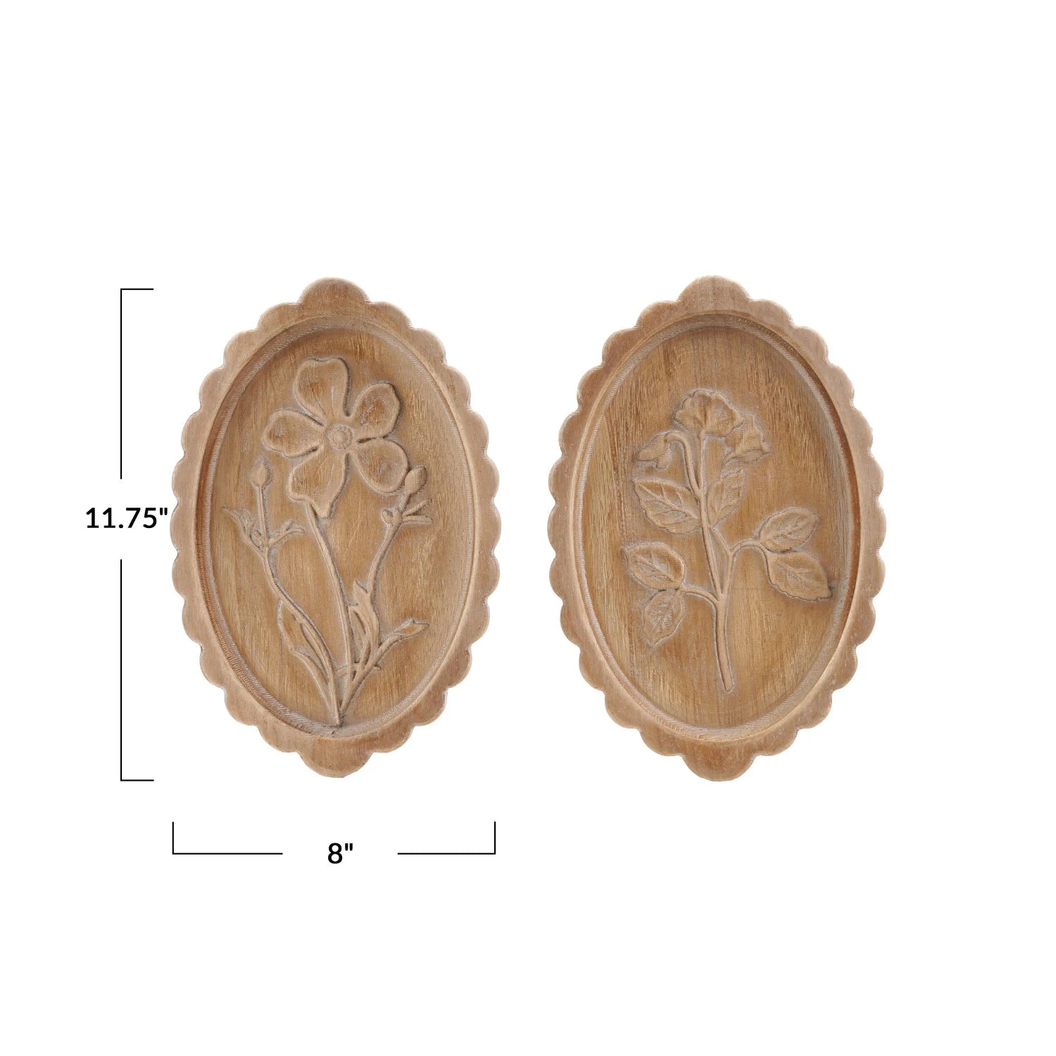 Scalloped Wood Botanical Wood Decor
