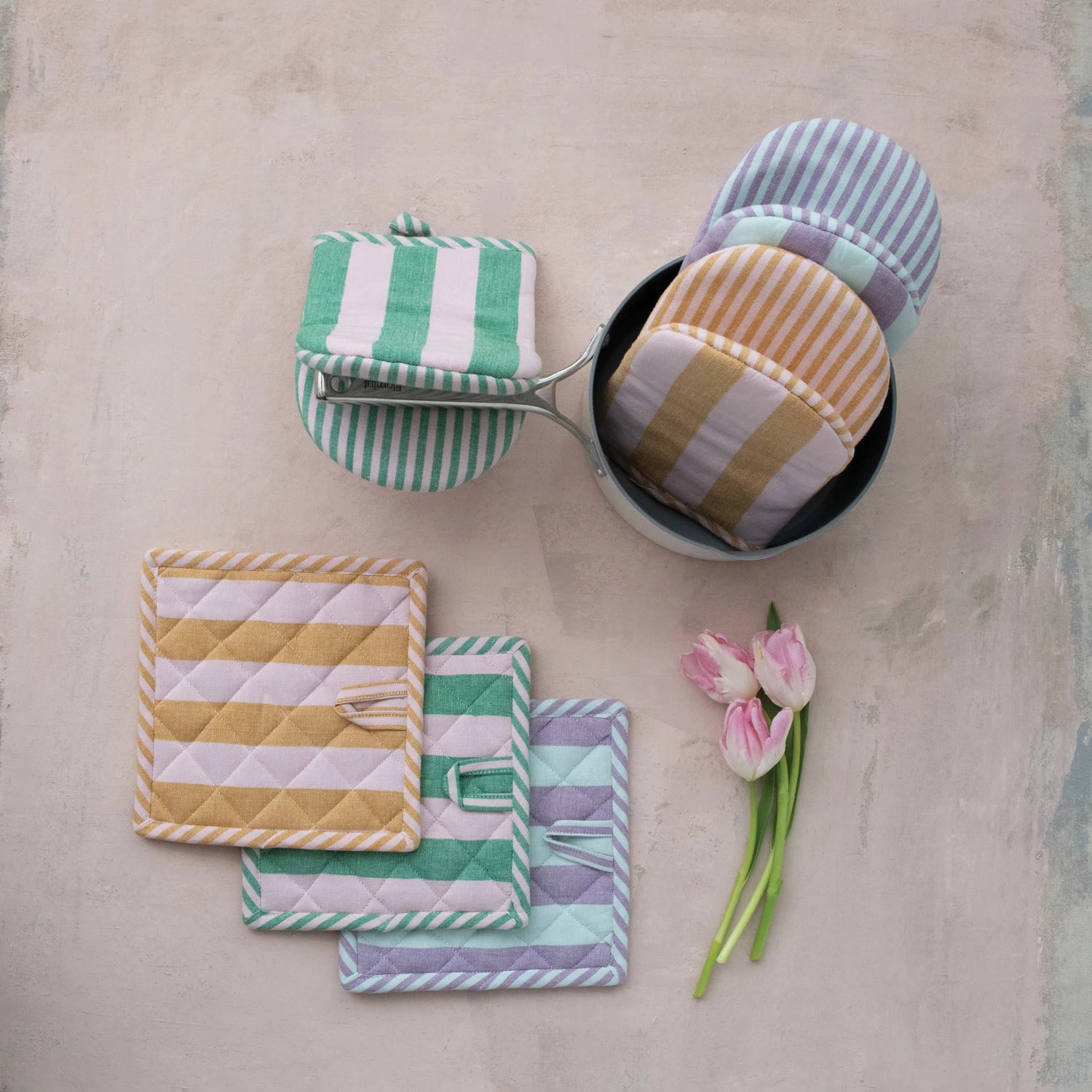 Striped Cotton Oven Mitt