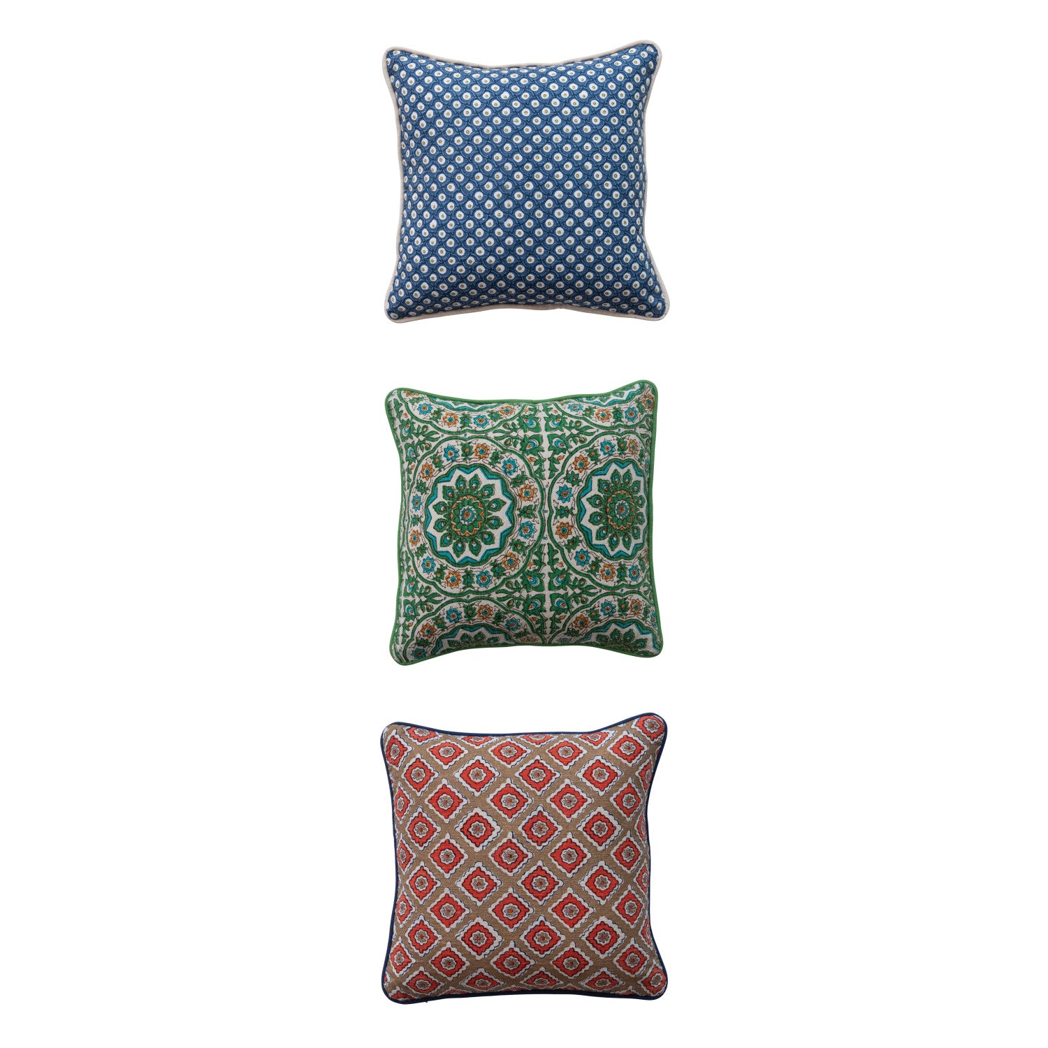 Vintage Printed Piping Pillows