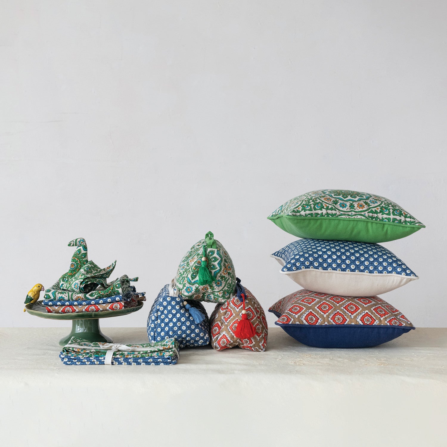 Vintage Printed Piping Pillows