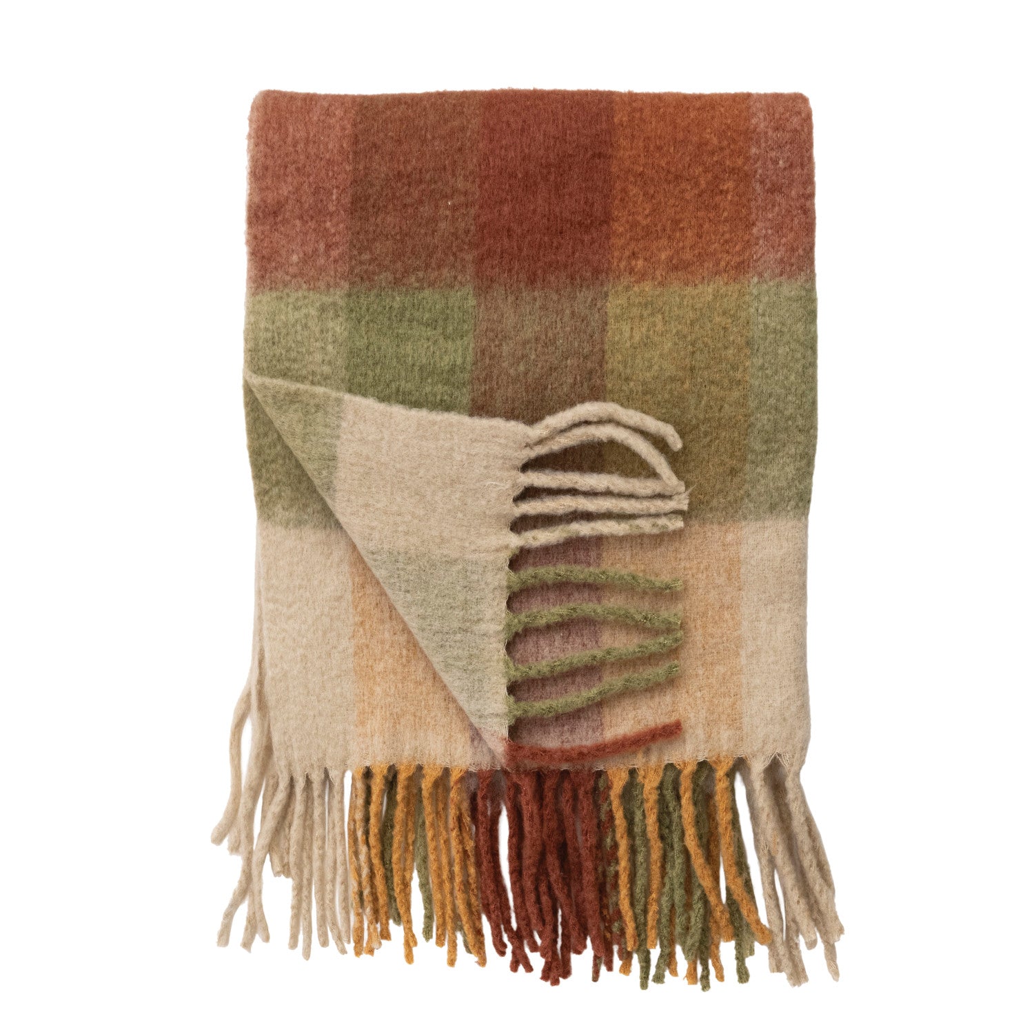 Brushed Plaid Fringe Throw