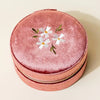Floral Rose Round Velvet Jewelry Case