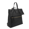 Helena Black Woven Flap Backpack