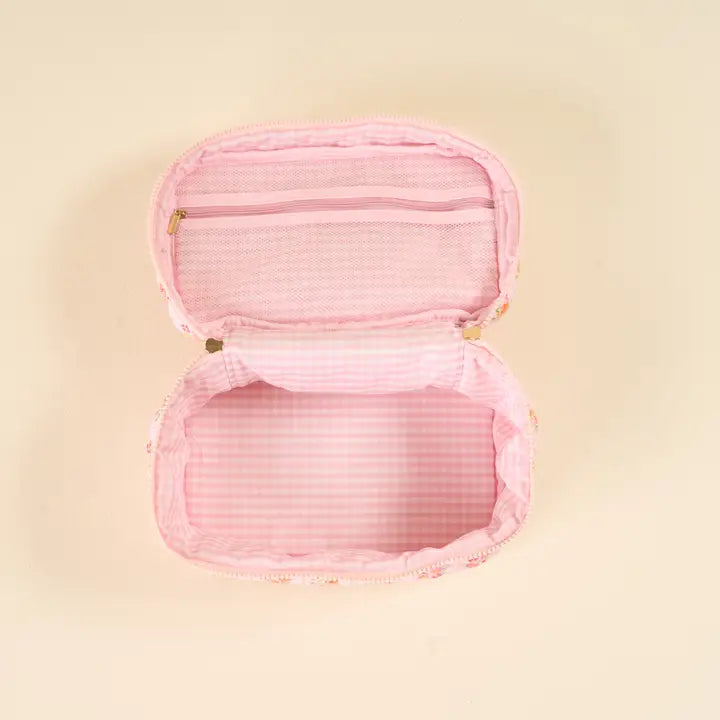 Pink Glam & Go Quilted Cosmetic Bag