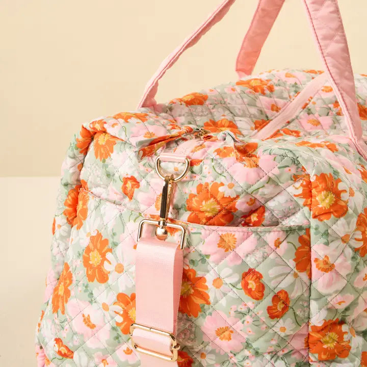 Sage Bouquet Beauty Quilted Weekender Bag