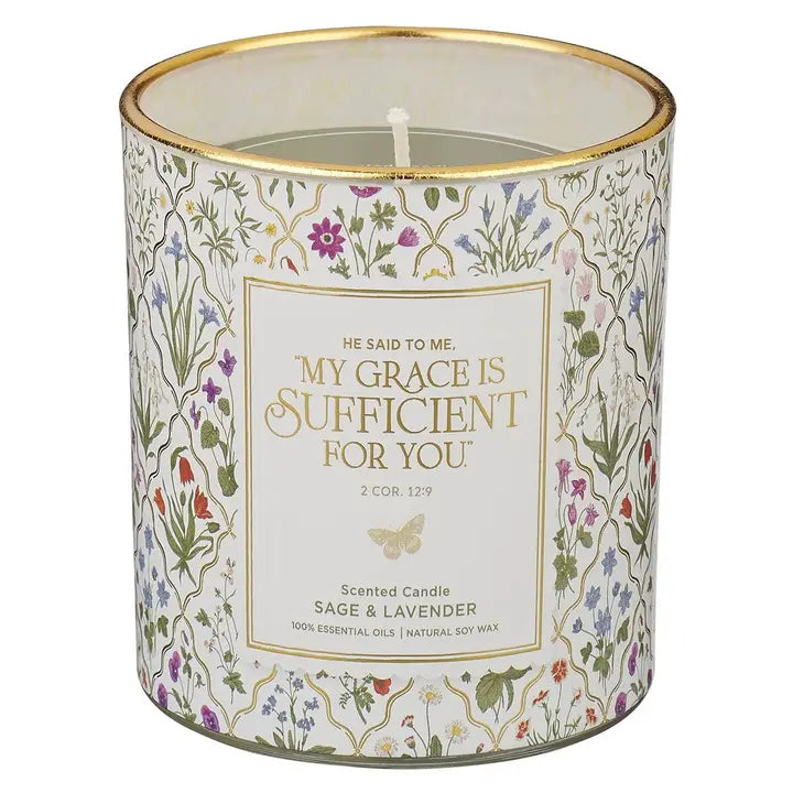 My Grace Is Sufficient Glass Candle
