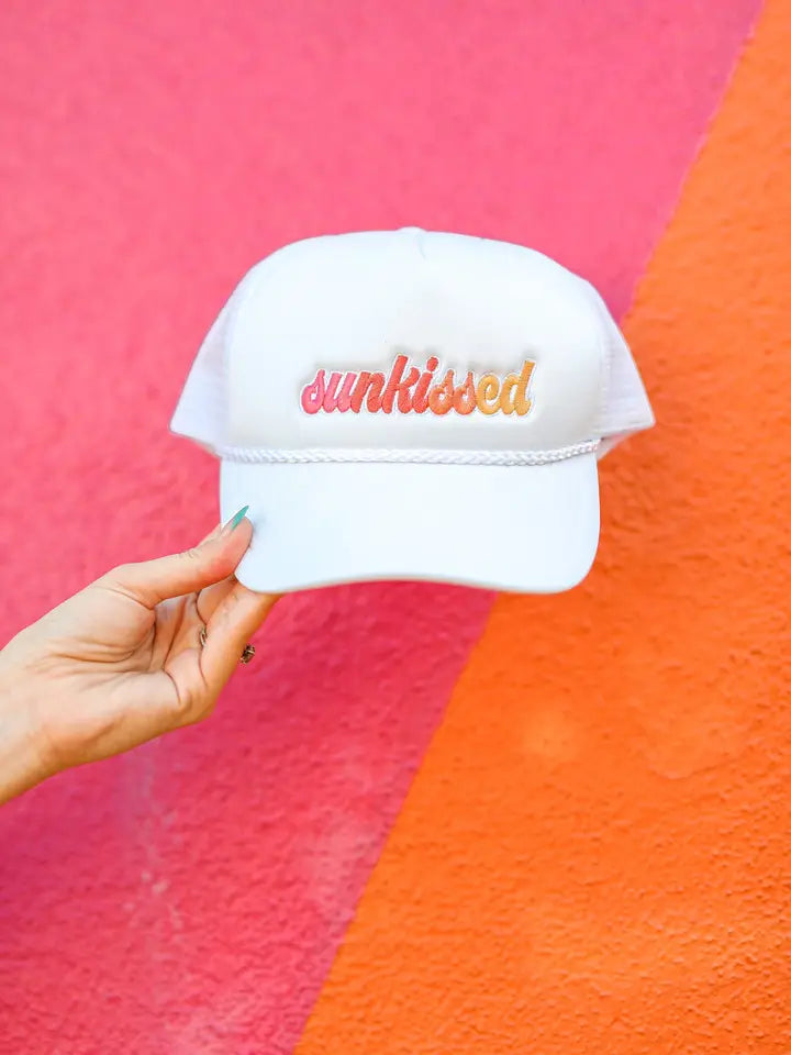 "Sunkissed" Embroidered White Cap