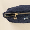 Navy Dainty Floral Embroidered Teddy Pouch