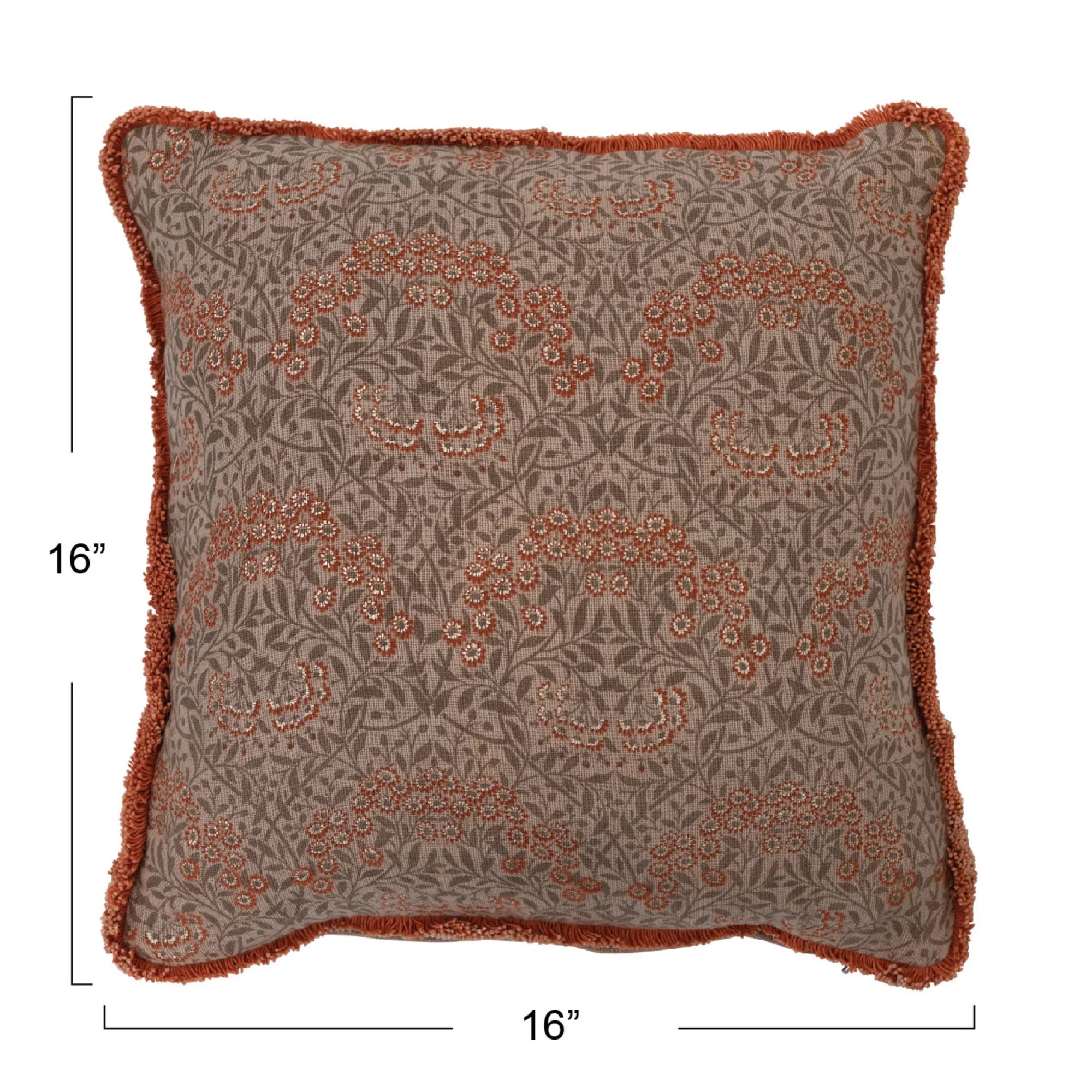 Metallic Floral Pattern Throw Pillow