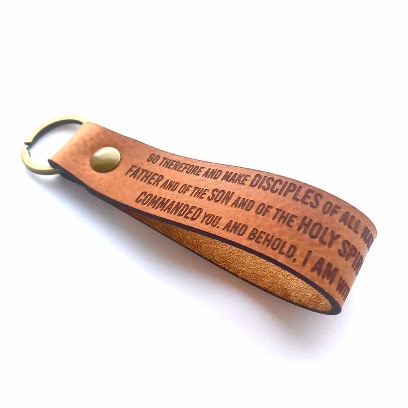 Scripture Leather Keychain