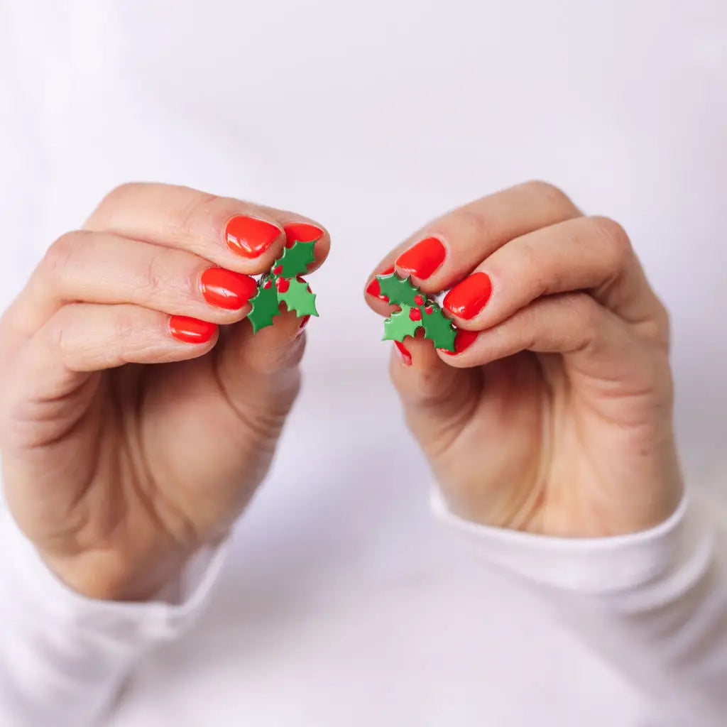 Festive Holly Studs | Sunshine Tienda