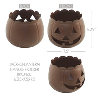 Bronze Metal Jack-O'-Lantern Candle Holder