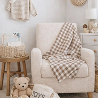 Mocha Checkers Muslin Blanket