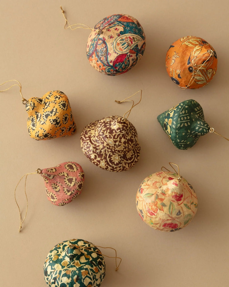 Block Printed Paper Mache Ornament