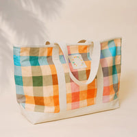 Rainbow Plaid Canvas Tote | Sunshine Tienda