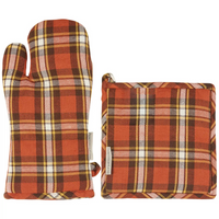 Arleene Fall Plaid Oven Mitt + Pot Holder Set - FINAL SALE