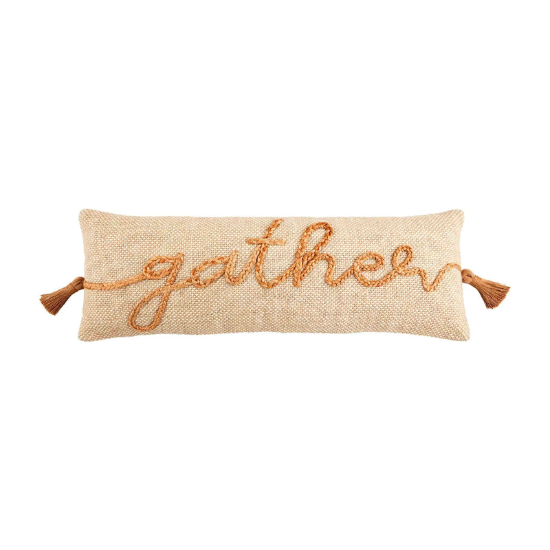 Mud Pie Jute Embroidery Pillow