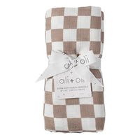 Mocha Checkers Muslin Blanket