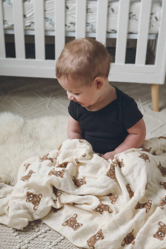 Teddy Muslin Swaddle Blanket