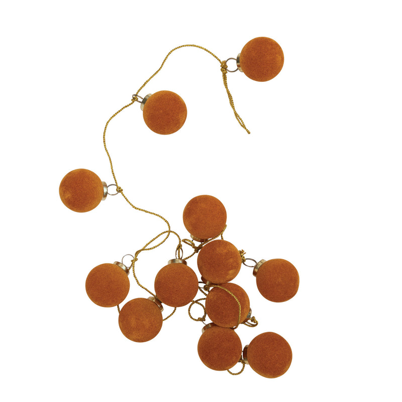 Butterscotch Flocked Glass Ball Garland - FINAL SALE