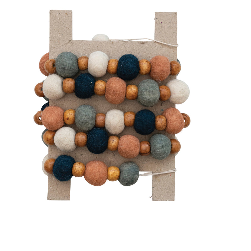 Ridley Felt Ball + Wood Bead Garland - FINAL SALE