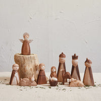 Wooden Finish Nativity Set