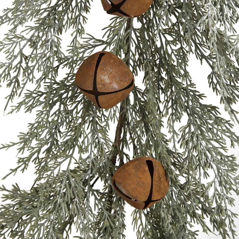 Evergreen Faux Cedar Garland + Weathered Bells