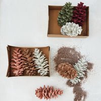 Faux Glitter Pinecone Set