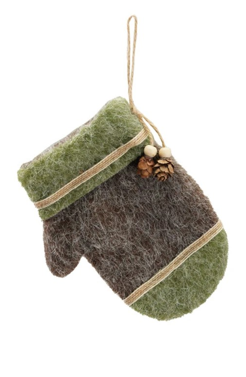 Felt Glove Ornament w/ Pinecone