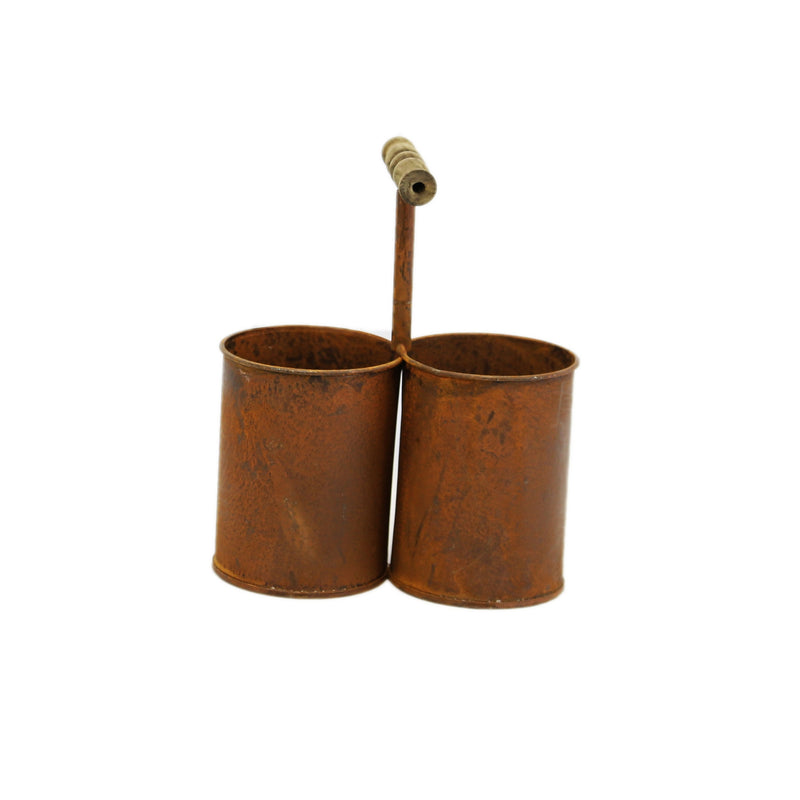 Dual Bucket With Wooden Handle