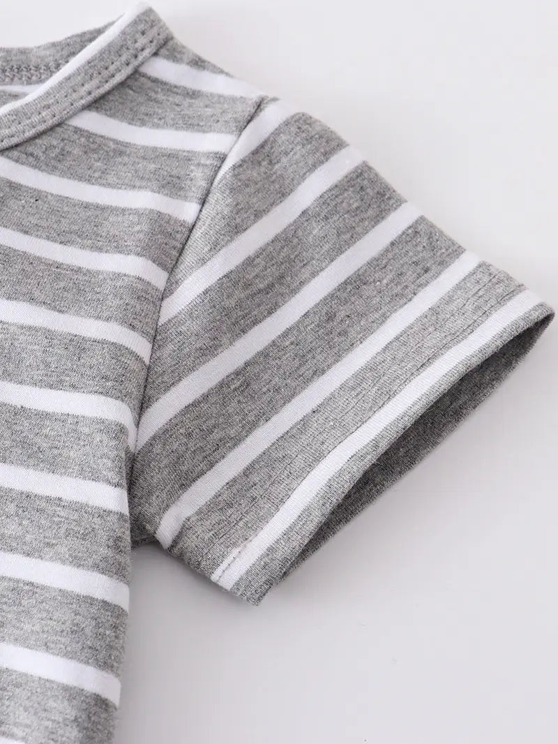 Gray Stripe Baby Romper