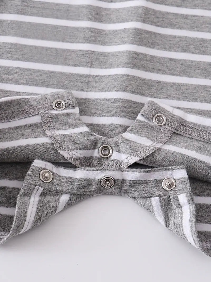 Gray Stripe Baby Romper